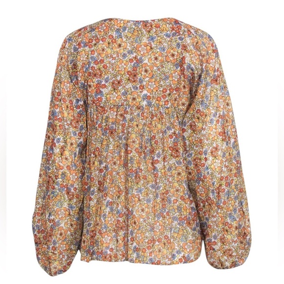 Warm NY Cotton Floral Print Long Sleeve Boho Peasant Blouse Top Size S - Picture 6 of 14